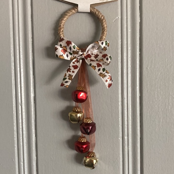 NWT Fall Harvest Theme Door Knob Hanger w/ Bells & Bow - Picture 1 of 10